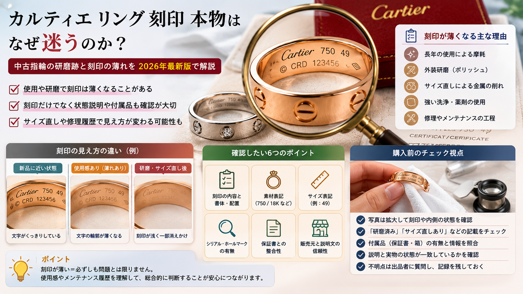 サイズ感と着用写真で考える指輪購入前チェック カルティエ リング 刻印 本物検索が増える背景をサイズ感と着用写真から解説するイメージ