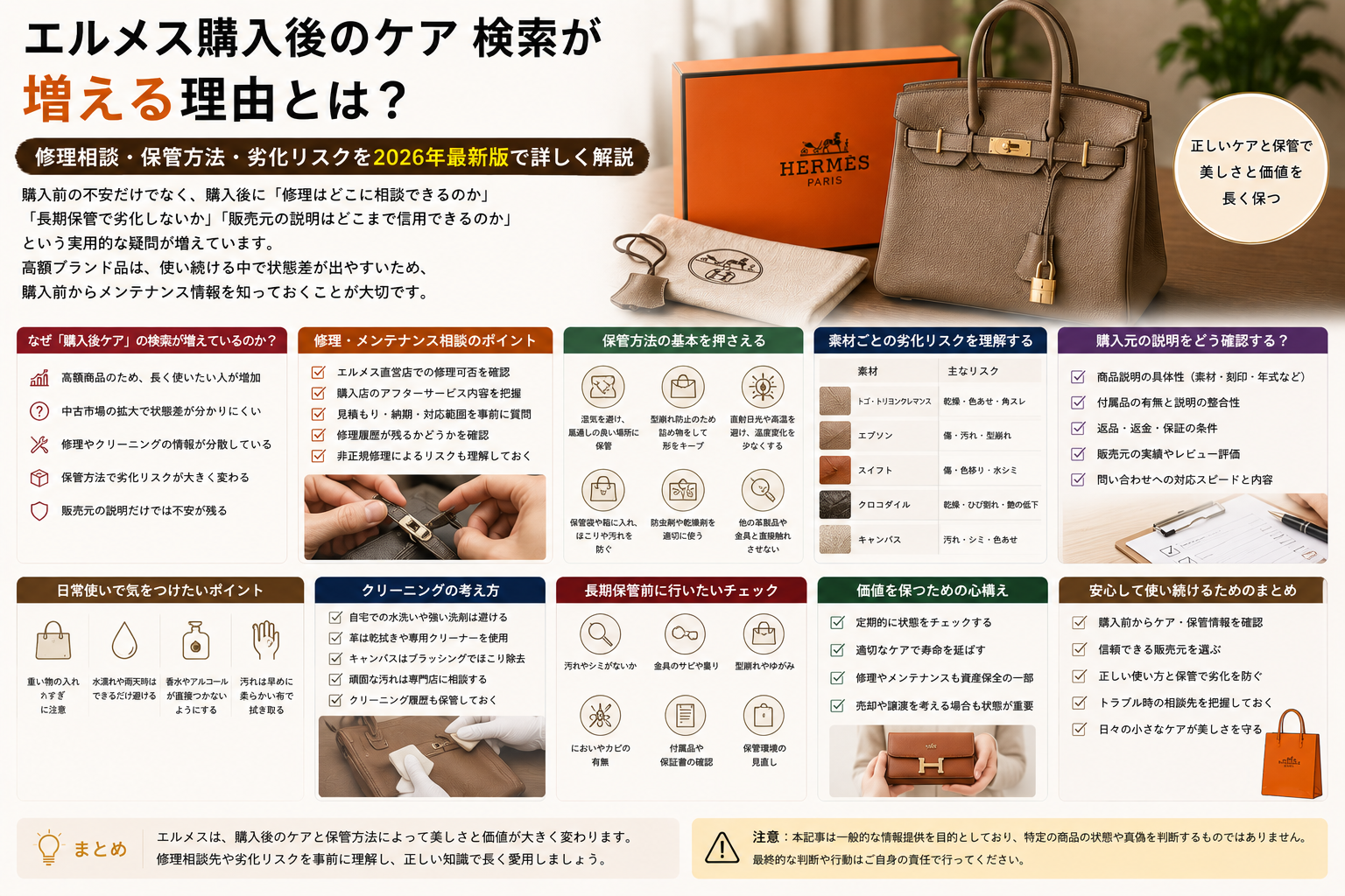 購入後ケアと修理相談で考える確認ポイント エルメス 偽物検索が増える背景を購入後ケアと修理相談から解説するイメージ